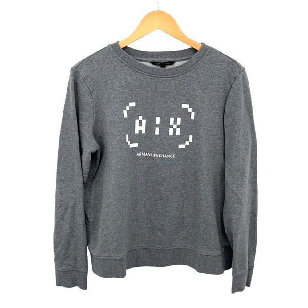 Armani Exchange Designer Crewneck Fleece Sweatshirt Gray Size‎ Large Authentic
